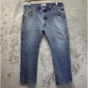 Levi's 501 Jeans Men's 36x29 Blue Straight Leg Button Fly Vintage 90s Worn Fade